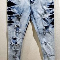 Acid Wash Stretchy Skinny Jeans size Woman's 7/8 true 