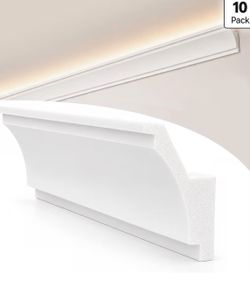 10 Pack 39 Ft Ceiling Crown Molding Trim, High Impact Ceiling Decorative Moulding, Room Top Light Strip Crown Molding