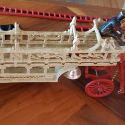 Large Cast Iron Horse Drawn Hook And Ladder