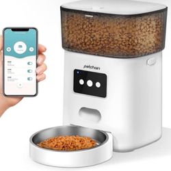 Automatic Cat Feeder, 4L WiFi Pet Food Dispenser for Cats and Dogs APP Control Auto Pet Feeder Up to 20 Portions15 Meals per Day Low Food Alarm White