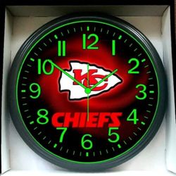 Kansas City Chiefs NFL Glow In The Dark Wall Clock, We Have All The Teams 