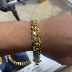 ⛓️🥇16MM MIAMI CUBAN LINK CHAIN 9” 👑 GOLD OVER SILVER