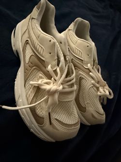 White & Khaki Sneakers