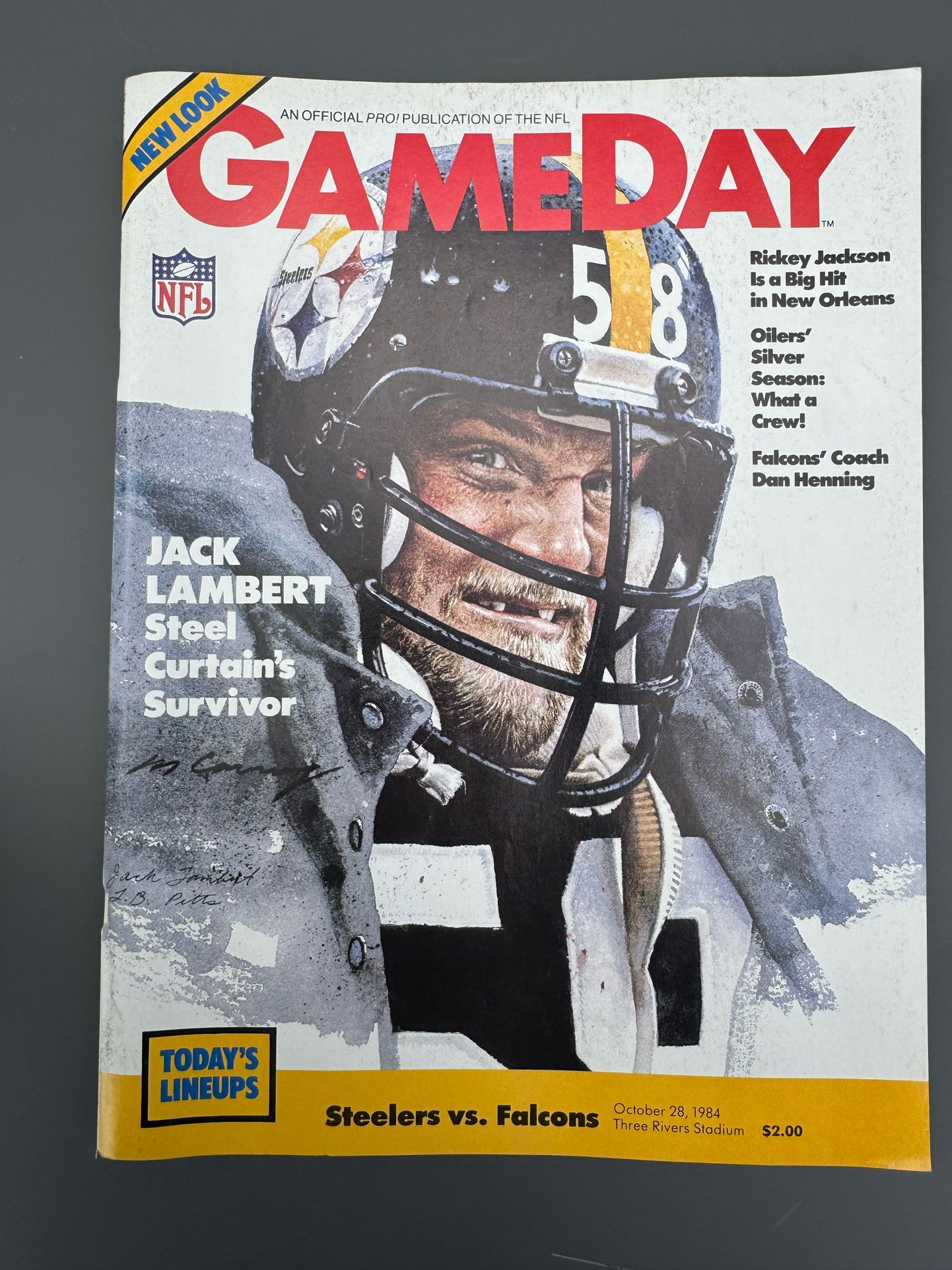 Jack Lambert Gameday Magazine October 28, 1984. Steelers VS Falcons
