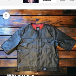 Leather Vest 1/3 Short sleeves 
