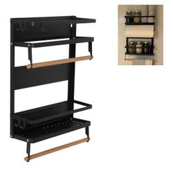New Garage Magnetic Rack Foldable, 2-in-1 Paper Towel Holder with Shelf