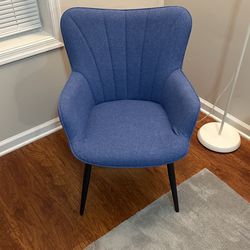 Alden Design Upholstered Fabric Modern Accent Chair, Blue