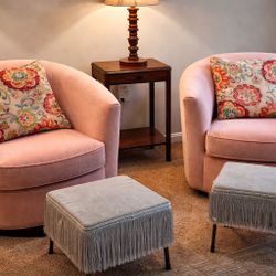 Blush Velvet Swivel Chairs