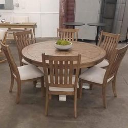 Grindleburg  7 Pcs Round Dining Table Set Dining Table and 6 Chairs Finance and Delivery Availabile 