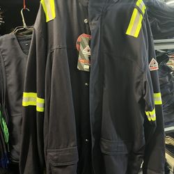 Flame Resistant Jacket With Reflective Stripes Bulwark FR Size 4XL Tall