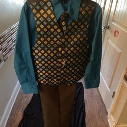 Blue And Chocolate 4 Piece Suit 