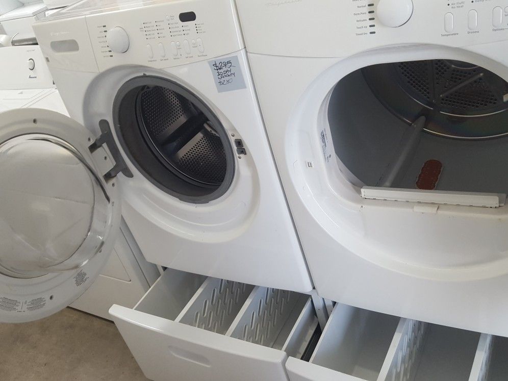 Frigidaire Affinity Front Loader Washer Dryer gas set w pedestals for