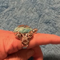 Big Turtle Ring Size 9 Turquoise Show Very Beautiful