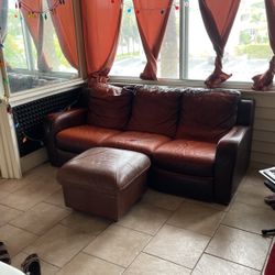 Wheaten Colored Vintage Leather Couch