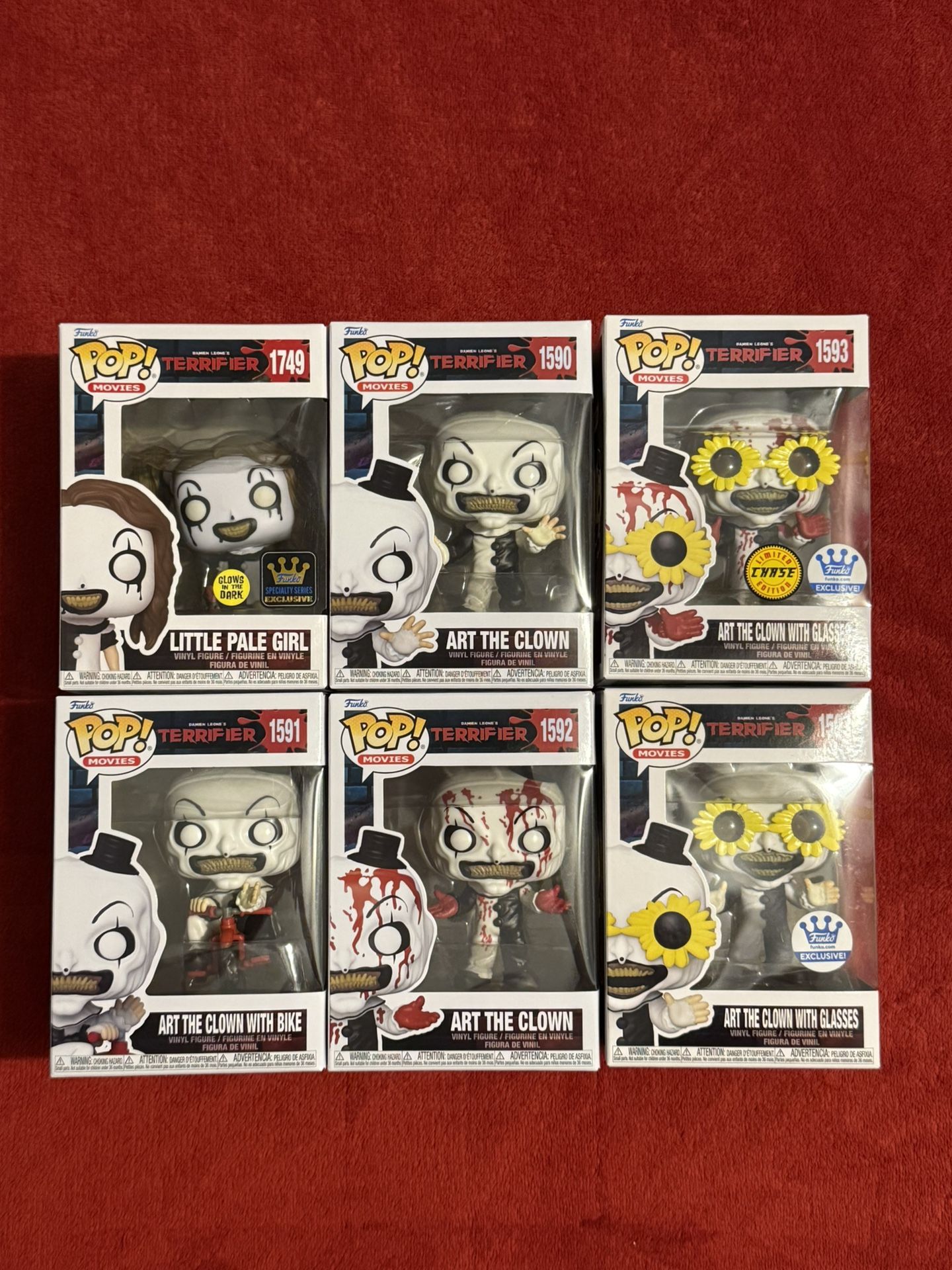 Funko Pop Movies Terrifier Art The Clown Complete Set With Chase And Exclusive