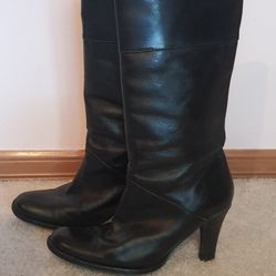 Black Leather Boots Size 4