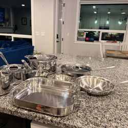 All-Clad Stainless D3 3-ply - 14 piece Cookware Pot and Pan Set