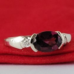 ❤️14k Size 4.5 Precious Solid White Gold Tourmaline and Diamonds Ring!/ Anillo de Oro Blanco con 1 Turmalina y Diamantes! 👌🎁Post Tags: Anillo de Oro
