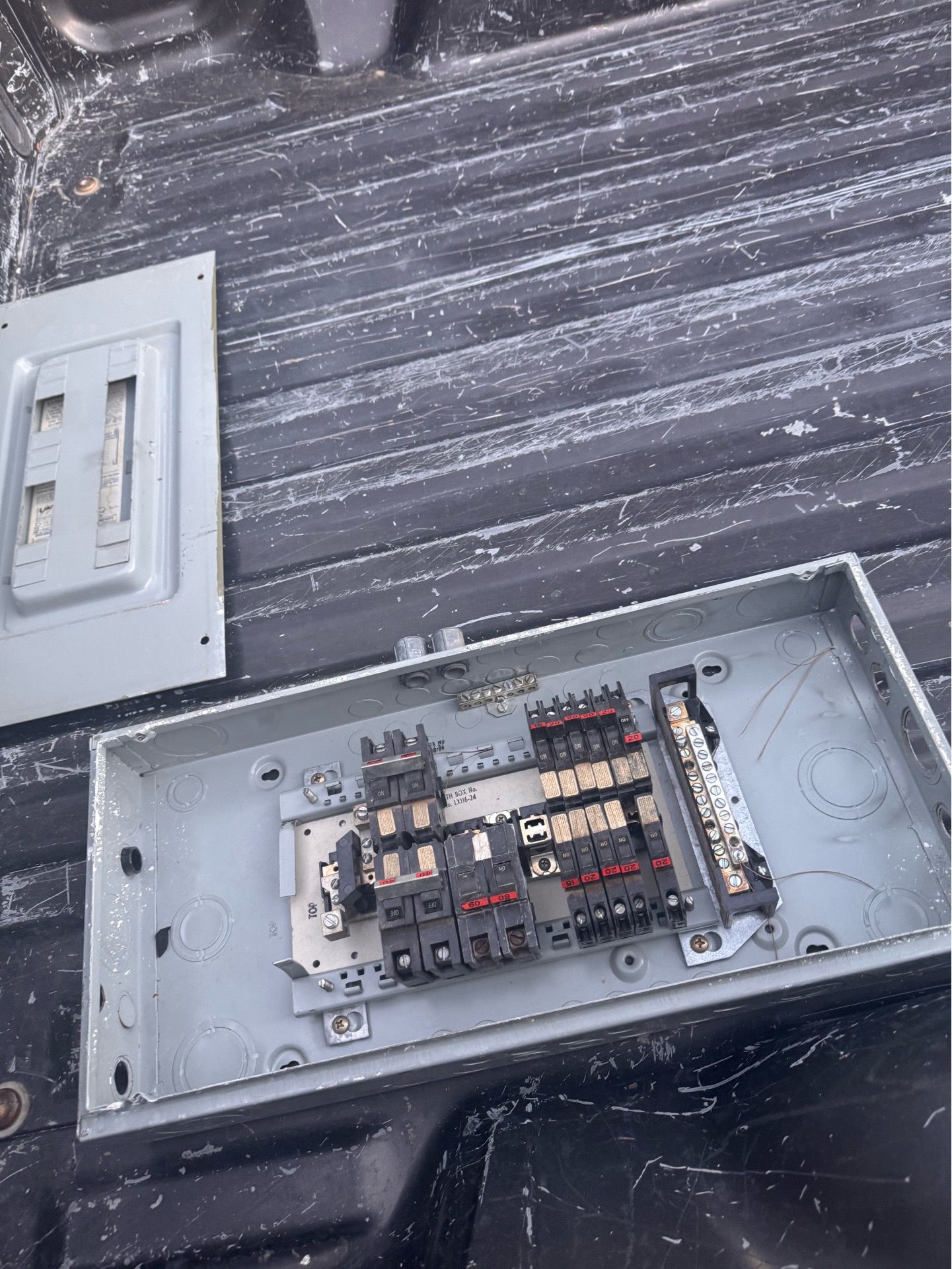 Breaker box with breakers
