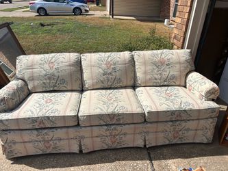 Floral Three-Cushion Upholstered Sofa