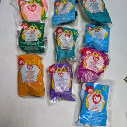 ( 10 )  MCDONALD'S  HAPPY MEAL  TY.  BEANIE  BABYS +  (2). SOFT  TOYS 