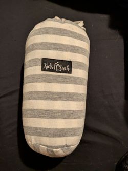 Neutral, stylish horizontal stripes in alternating gray and cream bands.