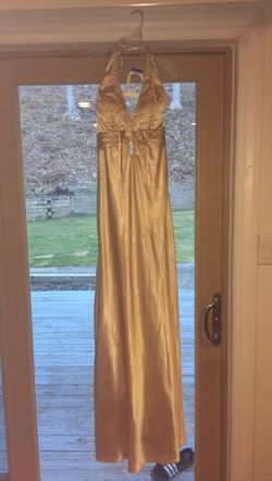 Gold Halter Prom Dress