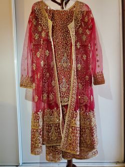 Indian Unstitched Shirt,Wedding Dress With Stitched Jacket And Bottom Skirt