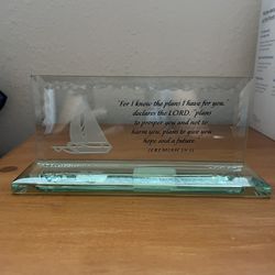 Decorative Religious Glass Plaque / Paperweight 