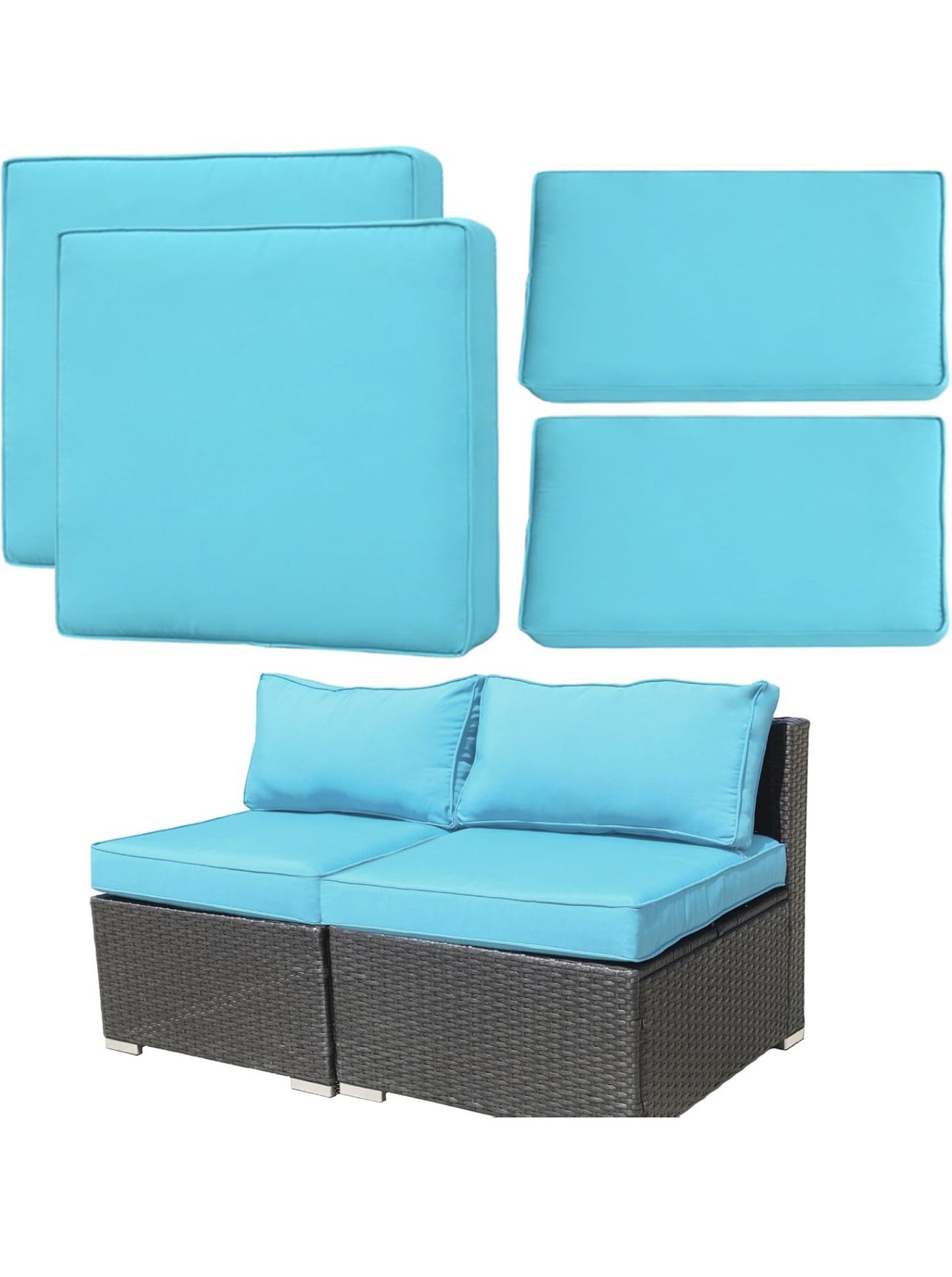 4 Piece Blue Patio Cushion Covers Replacements