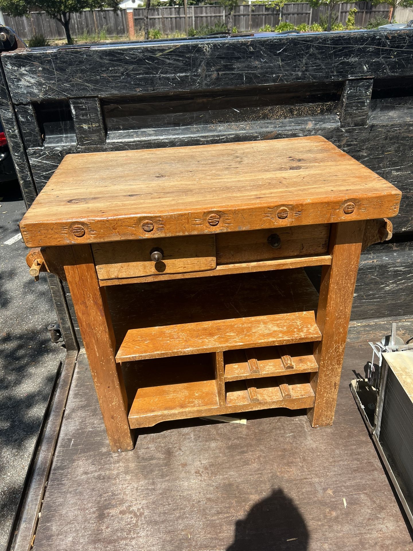 Antique solid French oak kitchen island  Very Heavy And Solid 