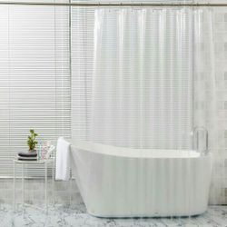 72 x 72 Inches Plastic Shower Curtain with Heavy Duty Clear Stones and 12 Grommet Holes