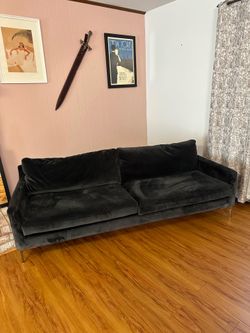 Naomi Velvet Sofa - Luxurious Comfort with Customizable Legs , Living Rooms - Black Velvet