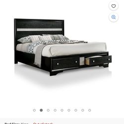 King Size Bed Frame With Memory Foam Mattress Still Has Plastic On It 