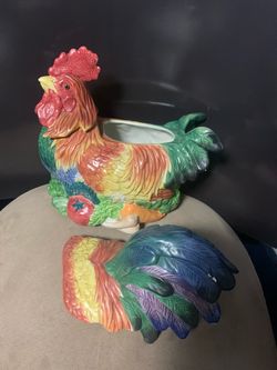 Vintage Fitz & Floyd vintage Coq Du Village Rooster Soup Tureen with Lid or Cookie Jar