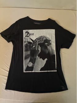 2Pac Tupac Shakur Graphic T-Shirt Black Short Sleeve Men’s Large CPAC
