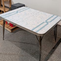 1950s 1960s Vintage Atomic MCM Blue Marble Formica Dinette Kitchen Table mid century modern
