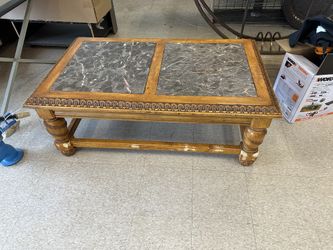 Vintage Wood Granite Coffee Table