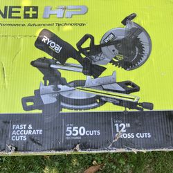 RYOBI ONE+ HP 18V Brushless Cordless 10 in. Sliding Compound Miter Saw Kit With Battery