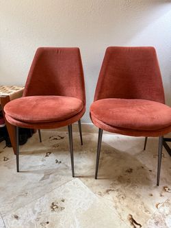 West Elm Finley Low Back Dining Chairs — Set of 2 | Brick Distressed Velvet