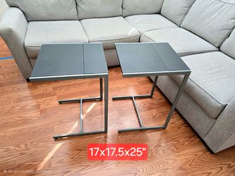 Pair of Black and Gray Metal C-Shaped Side Tables