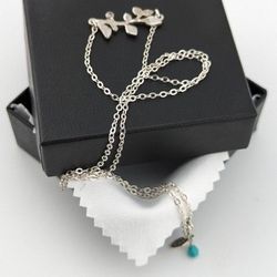 925 Silver Olive Leaf Vine Petite Dainty Womens Pendant Necklace 

