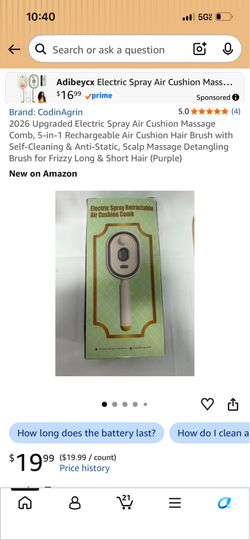 Electric spray retractable air cushion comb