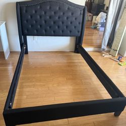 Full Size Black Tufted Bed Frame 