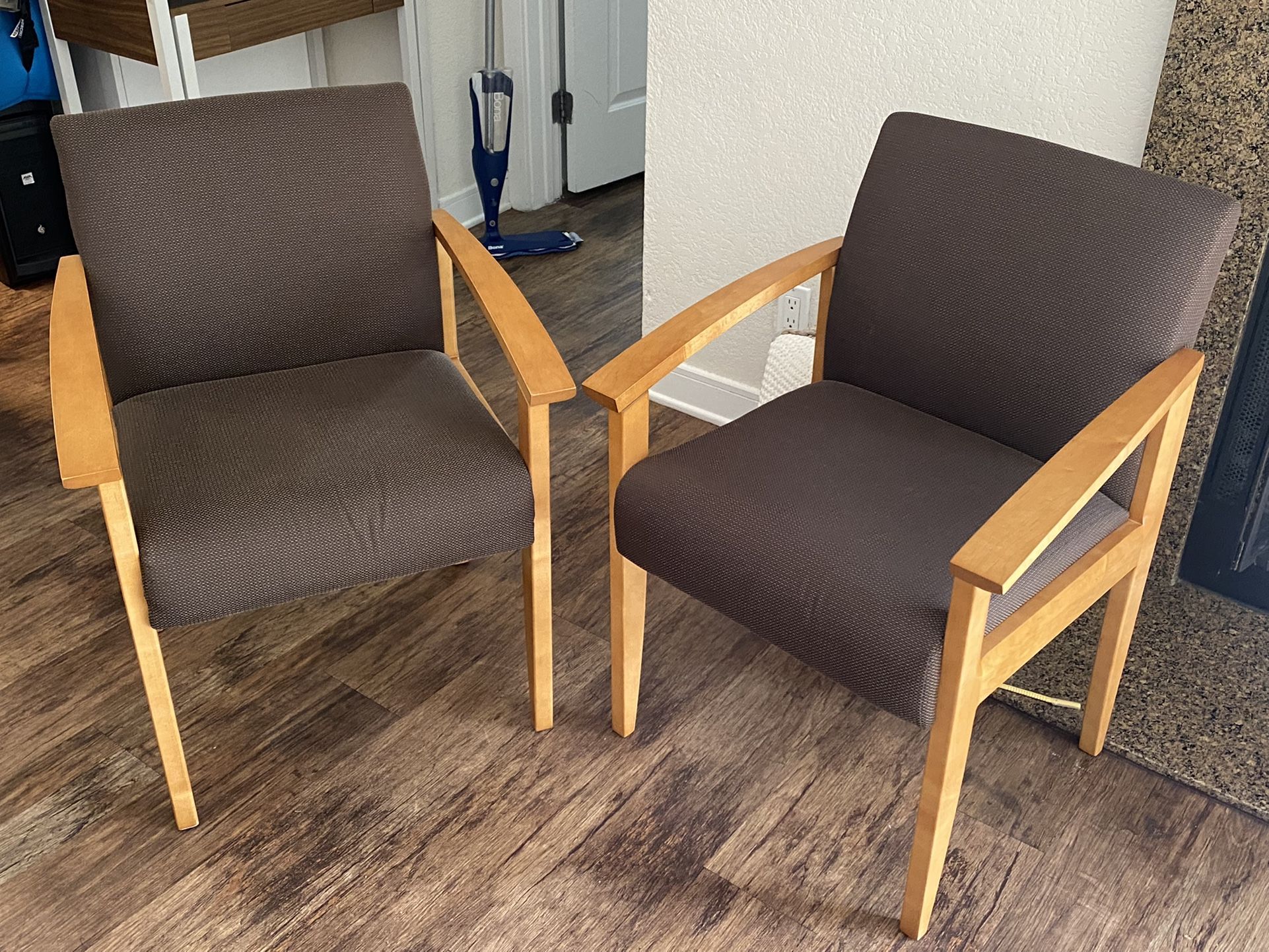 Vintage Solid Walnut Gunlocke Arm Chairs