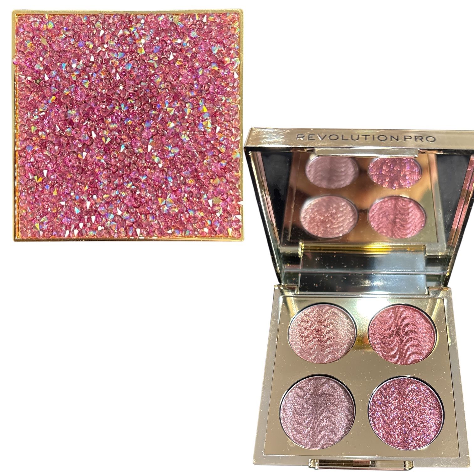 Revolution Pro Crystal Eye Quad Pink Topaz Eyeshadow Palette Lightly Swatched