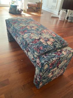 Custom Upholstered Designer Bench with Matching Pillows