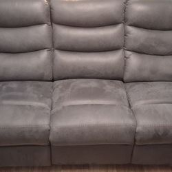 82" Grey Manual Reclining Sofa with cupholders 