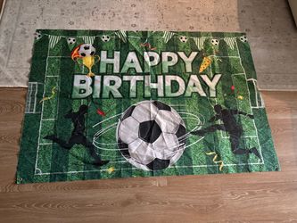 Soccer Happy Birthday Party Banner Backdrop