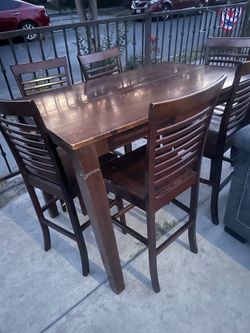 High top wood table with leaf